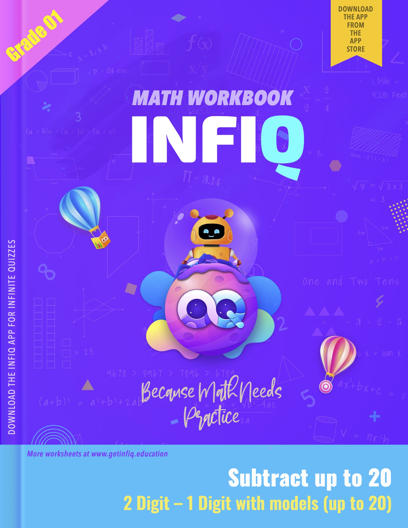 Grade 1 Math > Subtract up to 20 > 2 Digit – 1 Digit with models (up to 20) Workbook