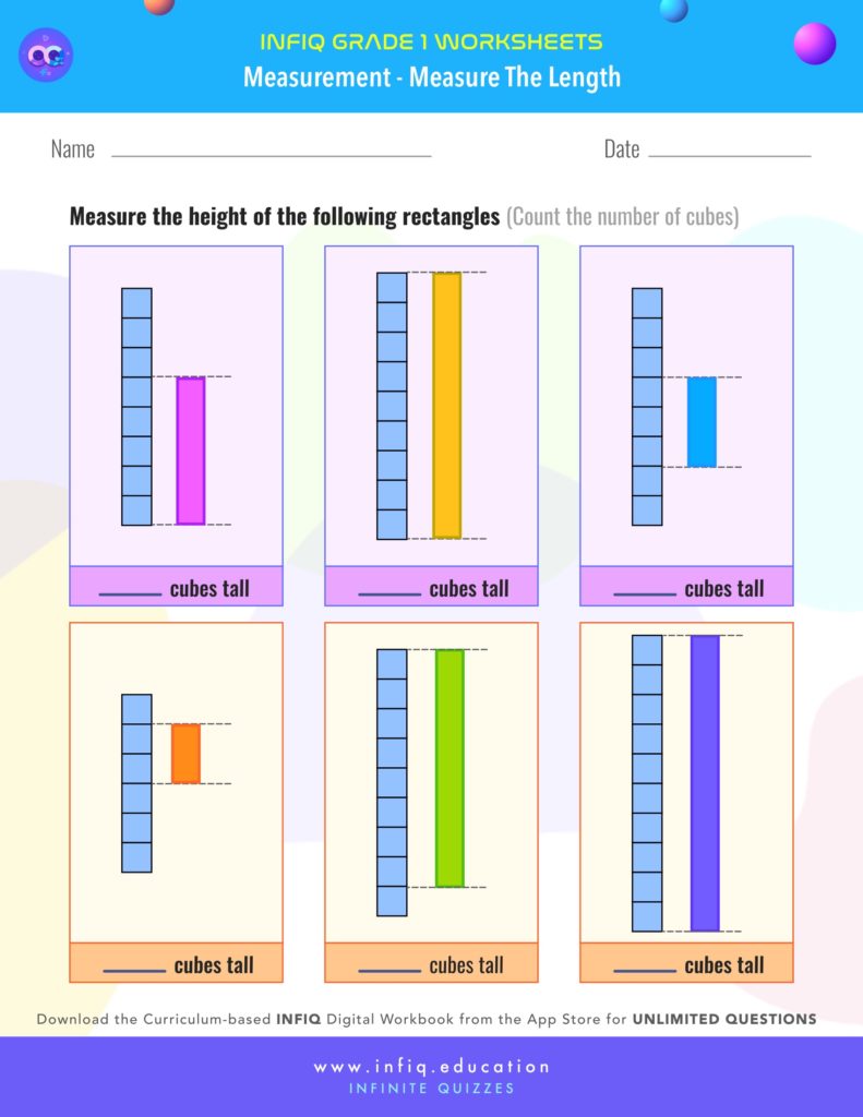 Grade 1 Math: Measurement - Measure the Length Worksheet