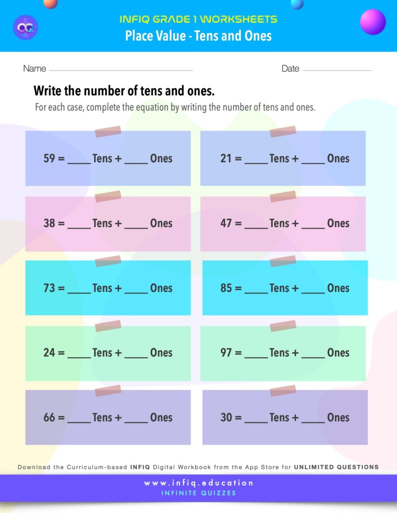 Grade 1 Math: Place Value - Tens and Ones Worksheet