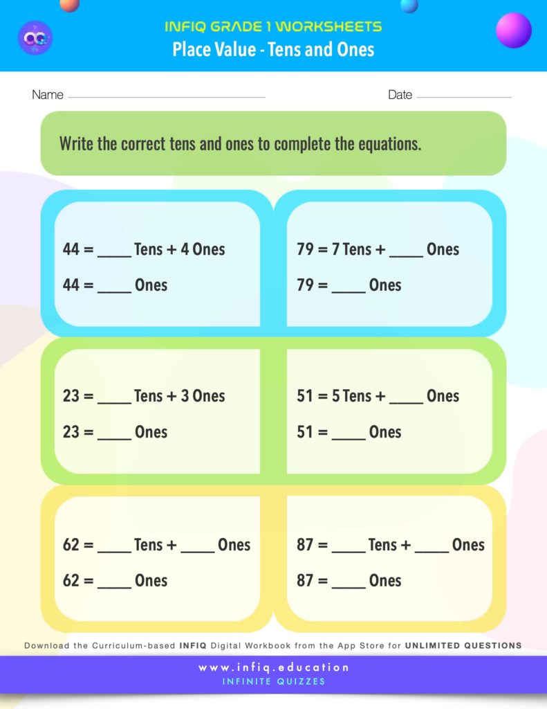 Grade 1 Math: Place Value - Tens and Ones Worksheet