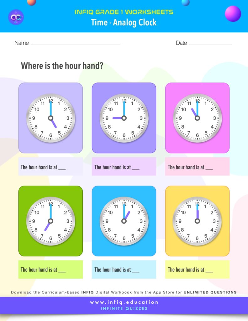 Grade 1 Math: Time - Analog Clock Worksheet