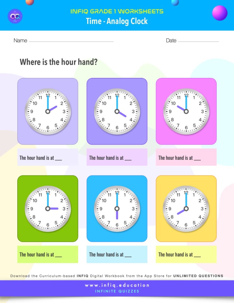 Grade 1 Math: Time - Analog Clock Worksheet