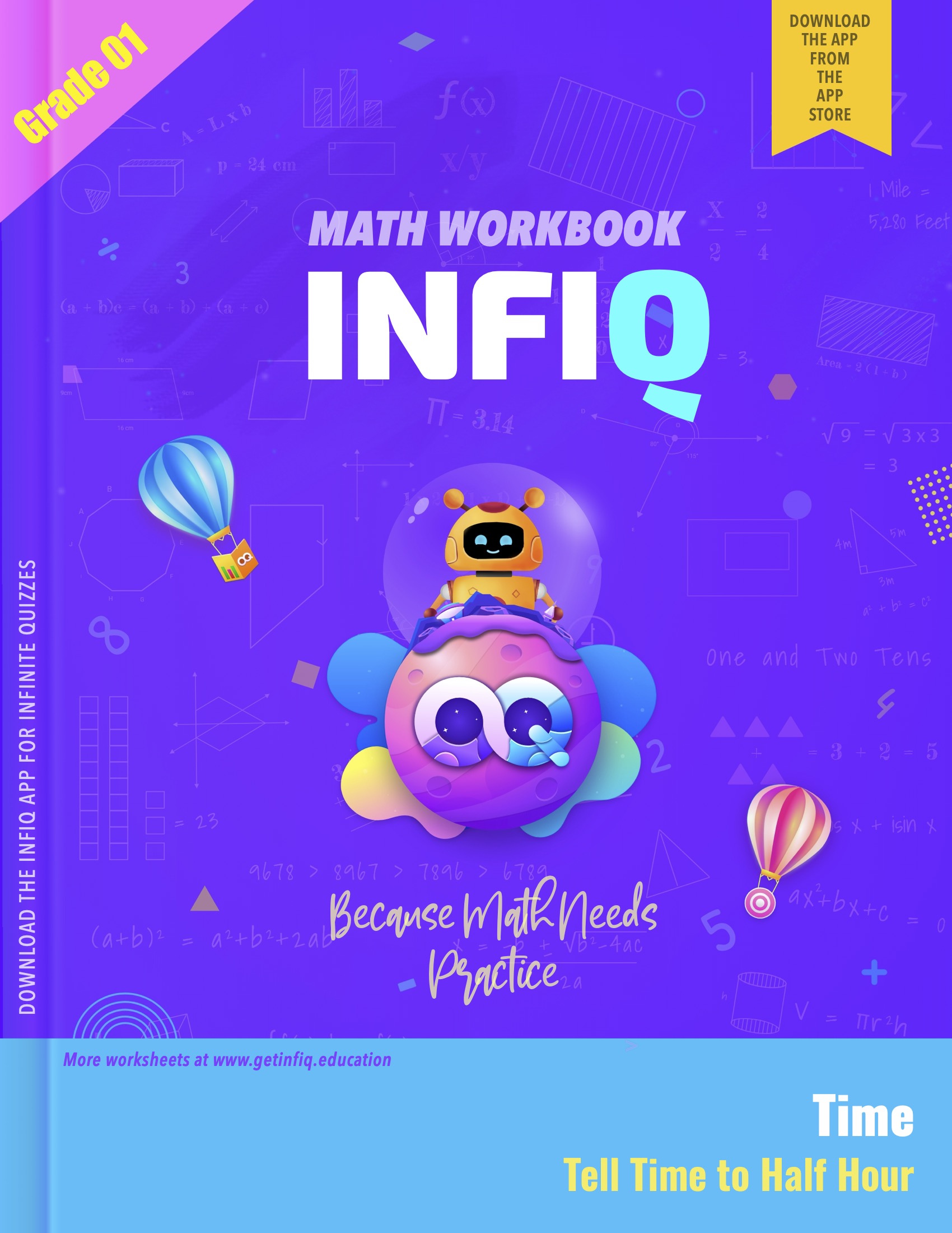 Grade 1 Math: Time - Tell Time to Half Hour Workbook