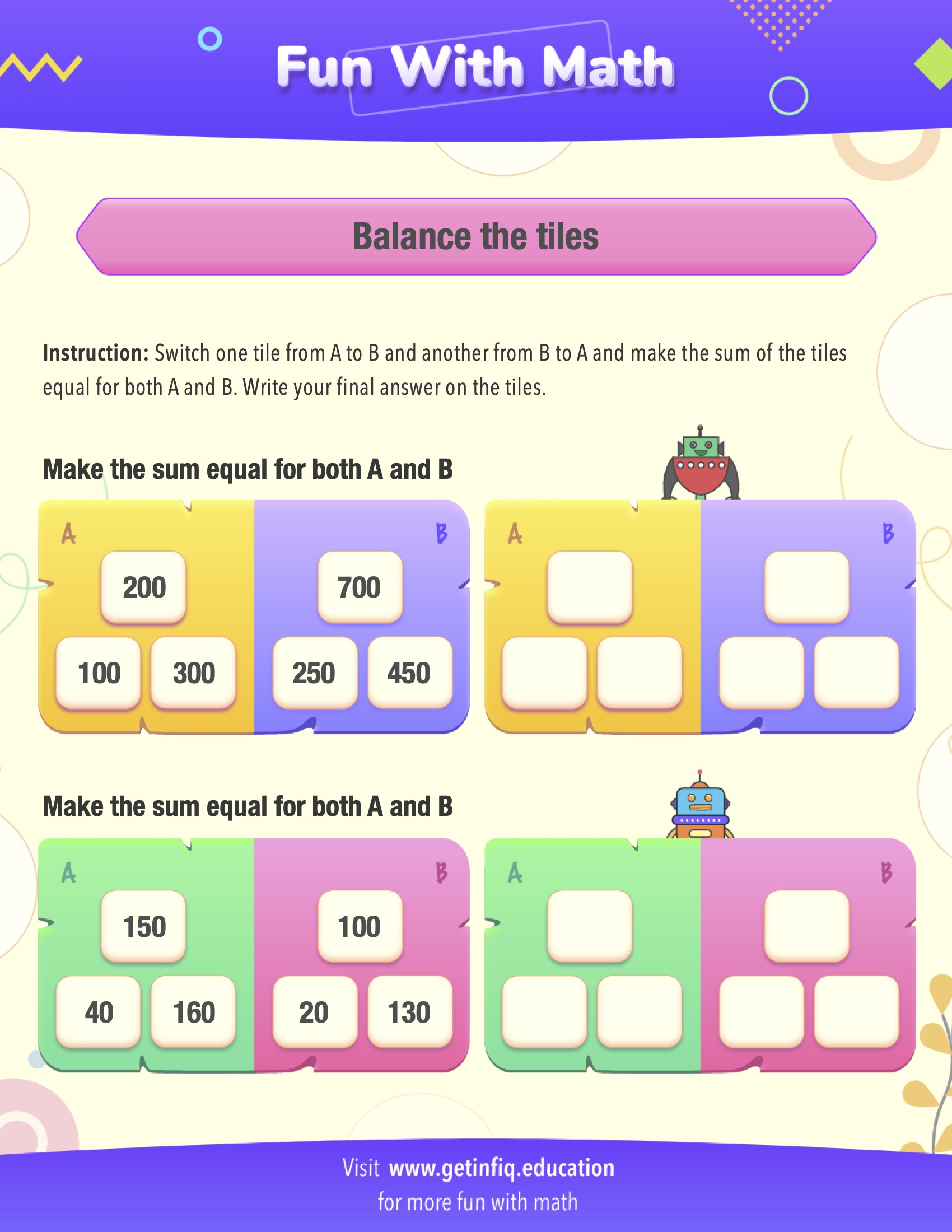 Grade 3 Math Puzzle - Balancing Sum 