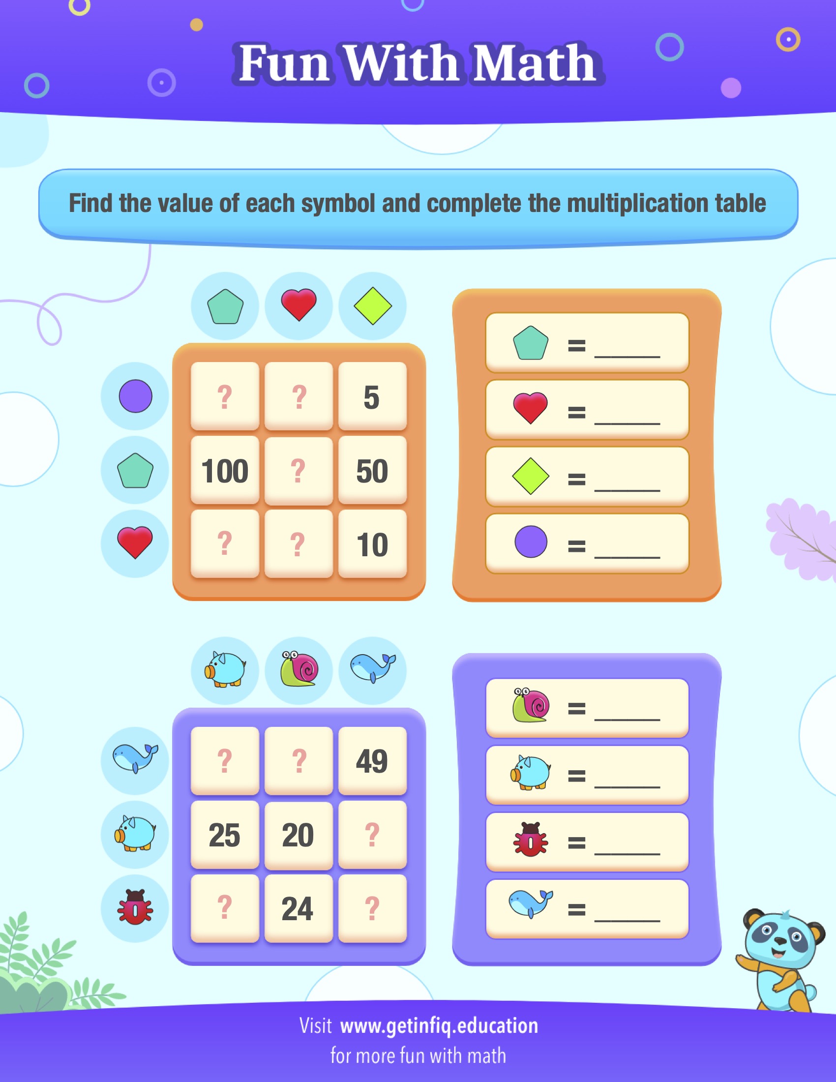 Grade 3 Multiplication Table Puzzle