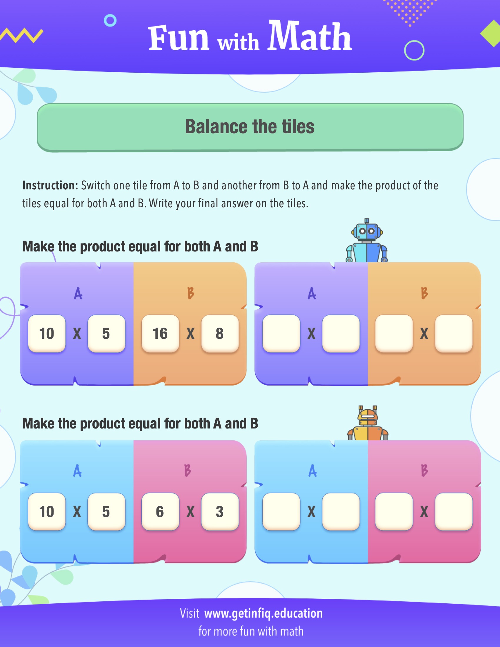 Grade 4 Math Puzzle - Balancing Product 
