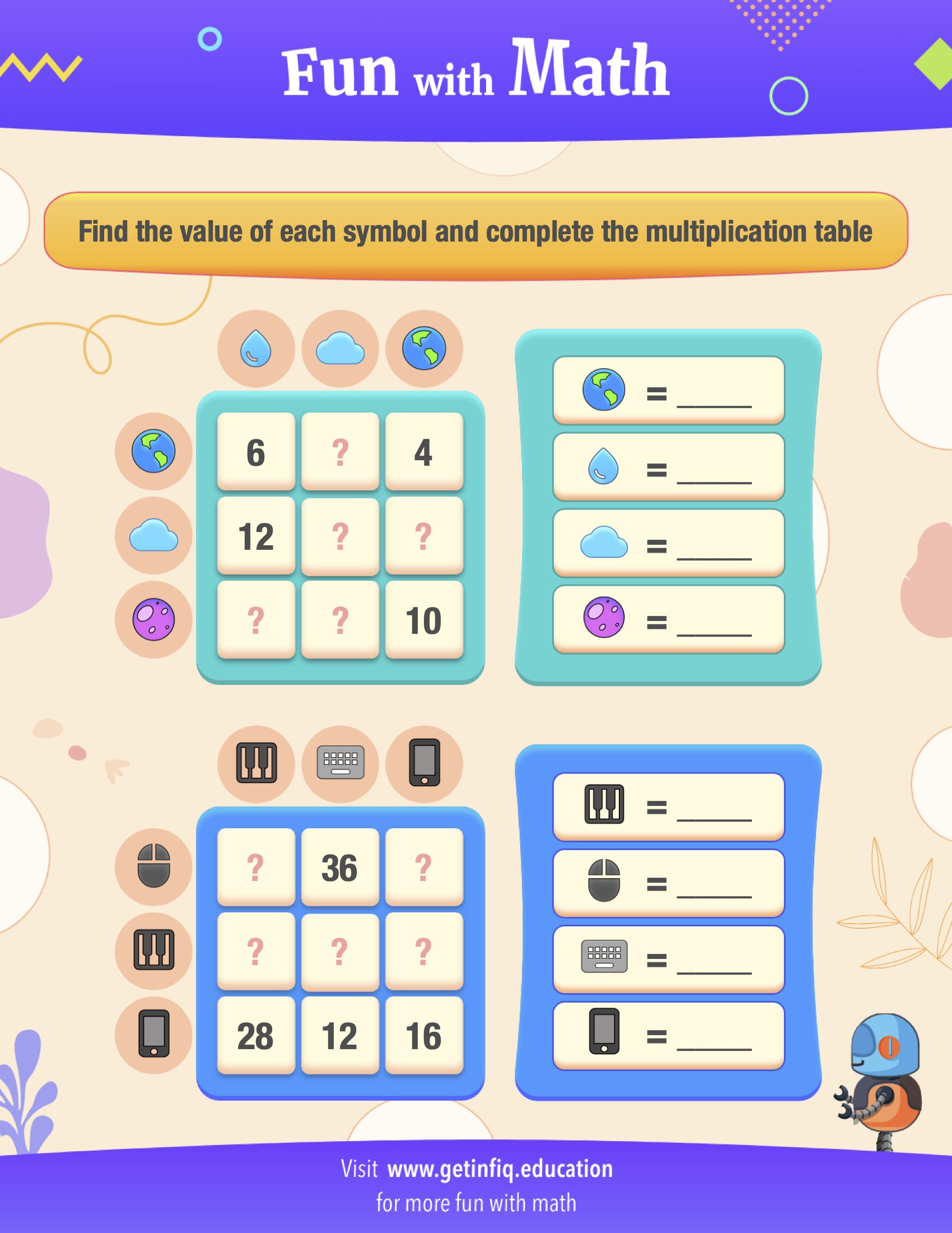 Grade 4 Multiplication Table Puzzles