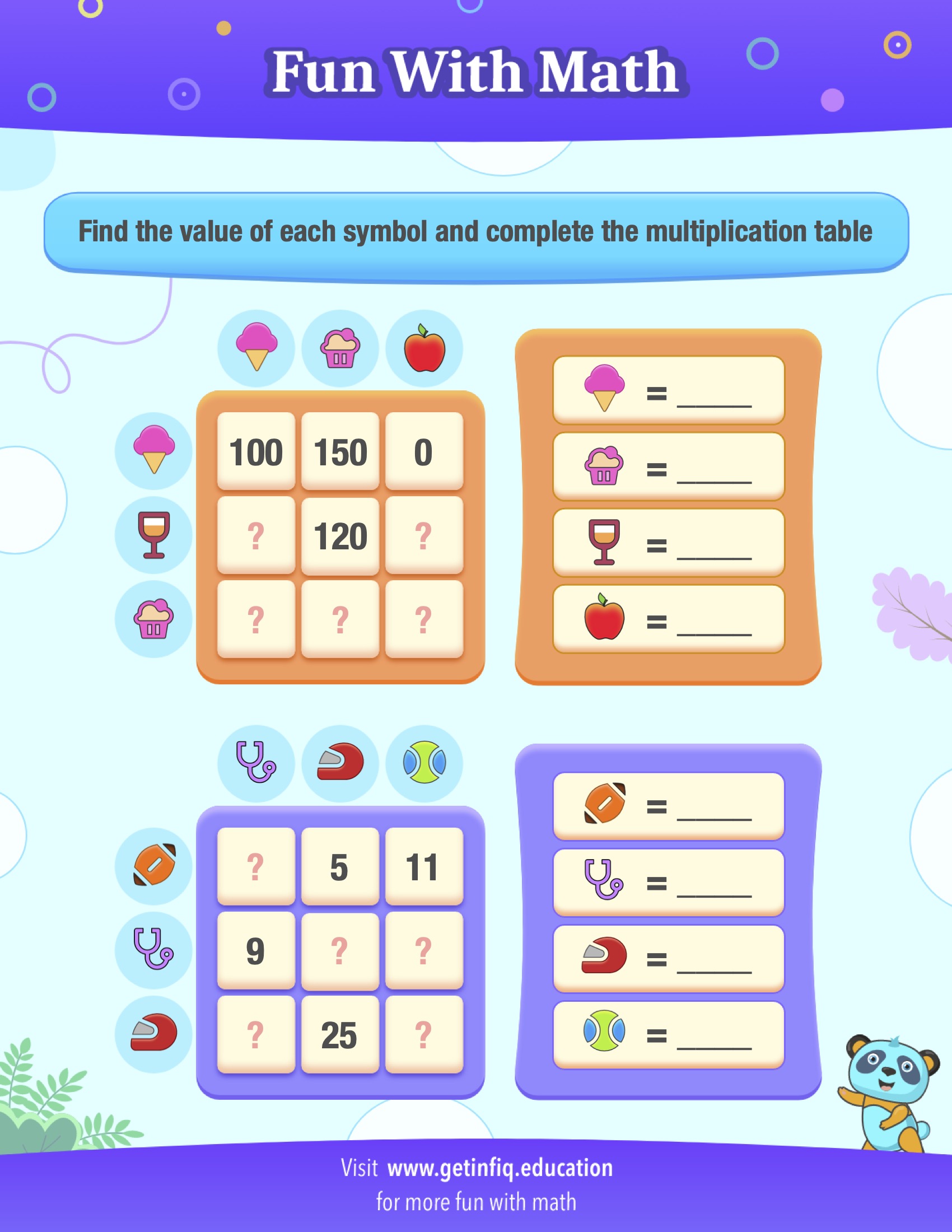 Grade 4 Multiplication Table Puzzle