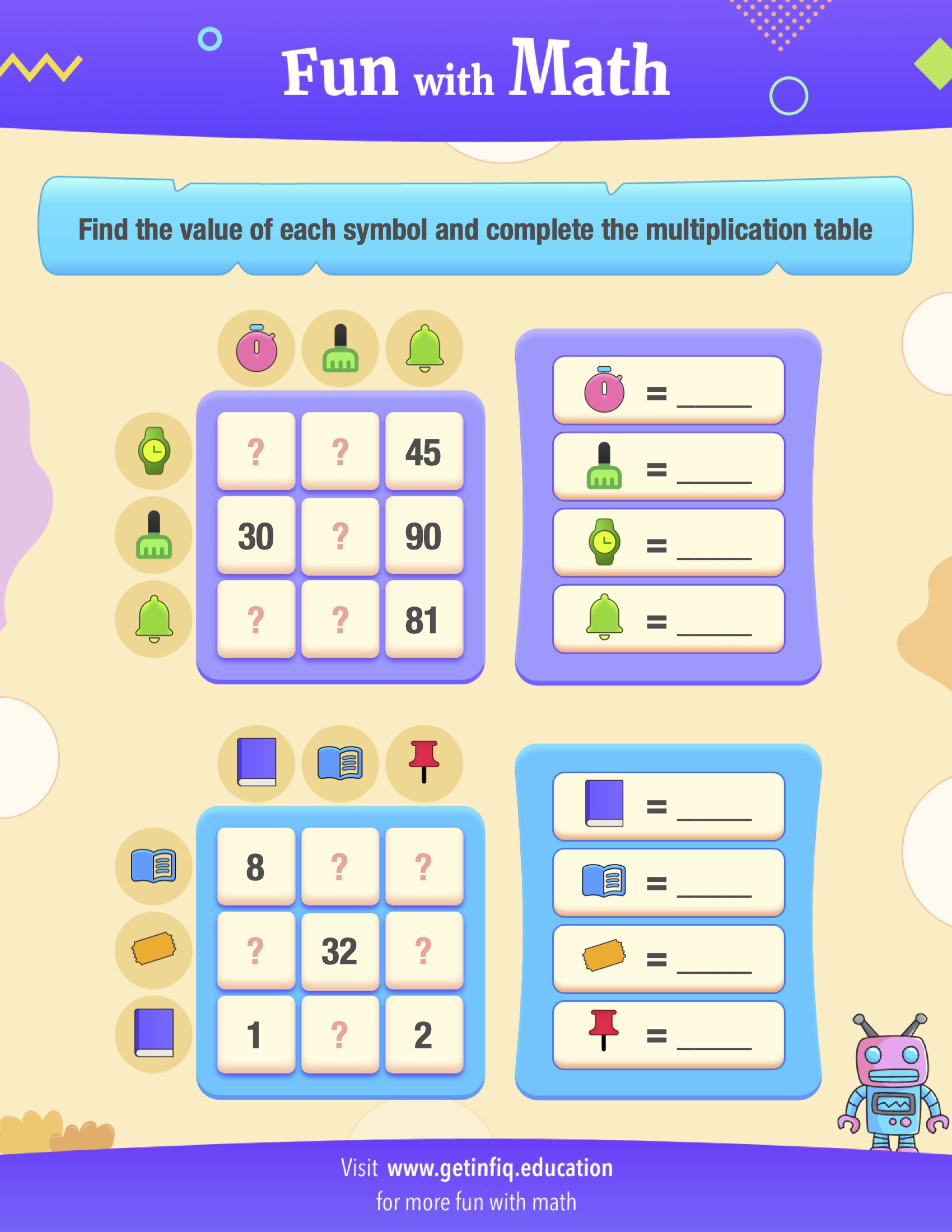 Grade 4 Multiplication Table Puzzle
